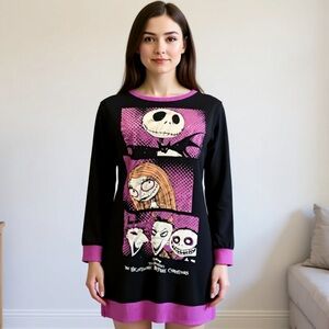 Disney Nightmare Before Christmas Nightshirt XS Jack Skellington Sally